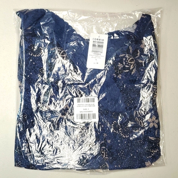 ❤️NWT VINTAGE TORRID CAMI - FLORAL PRINT - BABYDOLL SURPLICE LACE TRIM TANK - Picture 5 of 16